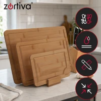 Zortiva 28065 Sada bambusových krájecích prkének se stojanem 3 ks