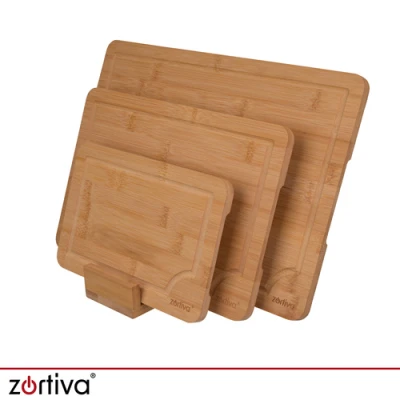 Zortiva 28065 Sada bambusových krájecích prkének se stojanem 3 ks