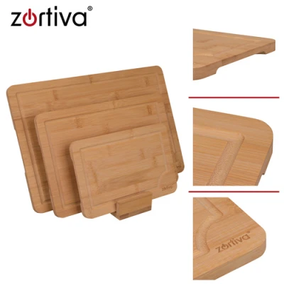 Zortiva 28065 Sada bambusových krájecích prkének se stojanem 3 ks