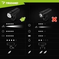 Trizand 27801 Sada LED osvětlení na kolo USB-C, 1000 lm, 4800 mAh, IPX5
