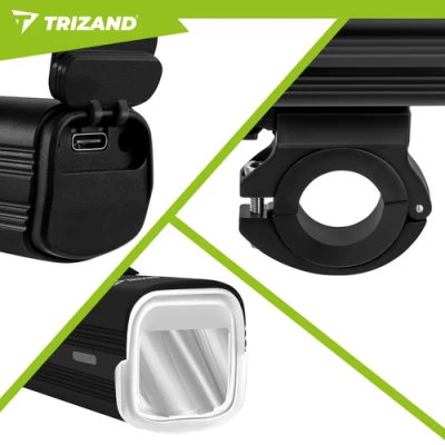 Trizand 27801 Sada LED osvětlení na kolo USB-C, 1000 lm, 4800 mAh, IPX5