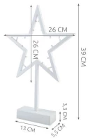 ISO 4900 Vánoční dekorace - svítící hvězda na stojánku - 39 cm, 20 LED diod 
