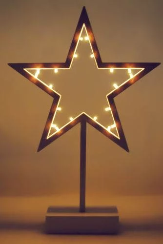 ISO 4900 Vánoční dekorace - svítící hvězda na stojánku - 39 cm, 20 LED diod 