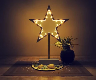 ISO 4900 Vánoční dekorace - svítící hvězda na stojánku - 39 cm, 20 LED diod 