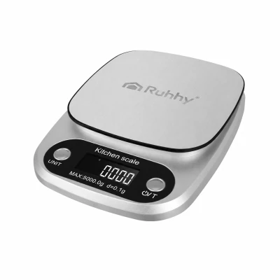 Ruhhy 27931 Digitální kuchyňská váha 5 kg s LCD displejem, stříbrná