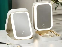 Verk 27637 Cestovný kozmetický organizér s LED zrkadlom, USB, zelený
