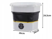 Verk 24646 Prenosná mini skladateľná práčka 6 l, 40 W, bielo-čierna