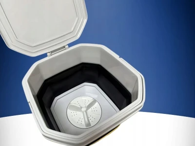 Verk 24646 Prenosná mini skladateľná práčka 6 l, 40 W, bielo-čierna