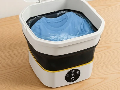 Verk 24646 Prenosná mini skladateľná práčka 6 l, 40 W, bielo-čierna