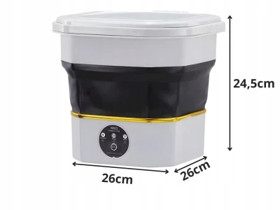 Verk 24646 Prenosná mini skladateľná práčka 6 l, 40 W, bielo-čierna