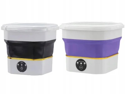 Verk 24646 Prenosná mini skladateľná práčka 6 l, 40 W, bielo-čierna