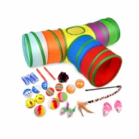 Purlov 27851 Sada hraček pro kočky s tunelem 80 cm, XXL, 24 ks