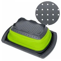 RealG RC-K-2567 Silikonový skládací cedník na dřez 61 cm, šedo-zelený