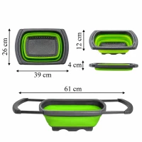 RealG RC-K-2567 Silikonový skládací cedník na dřez 61 cm, šedo-zelený