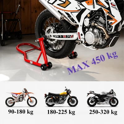 RealG RC-K-2441 Servisný stojan na motocykel predok/zadok, nastaviteľný, 450 kg, univerzálny