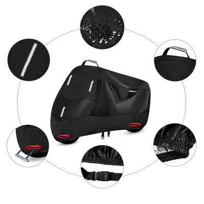 RealG RC-K-2443 Ochranná plachta na motorku XXXL 265 x 105 x 125 cm, černá