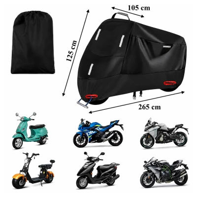 RealG RC-K-2443 Ochranná plachta na motorku XXXL 265 x 105 x 125 cm, černá