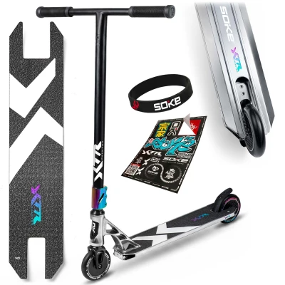 SOKE 1511 Freestylová kolobežka XTR Phantom Chrome Edition, strieborná a čierna