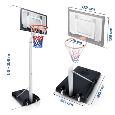 Neo-Sport NS-281 Stojanový basketbalový kôš 150 - 260 cm