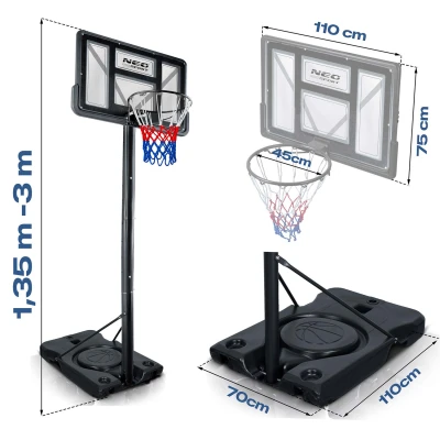 Neo-Sport NS-282 Stojanový basketbalový kôš 135 - 305 cm