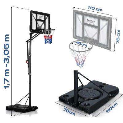 Neo-Sport NS-283 Stojanový basketbalový kôš 170 - 305 m