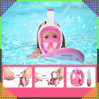 RealG RC-K-1757 Celoobličejová šnorchlovací maska S/M, růžovo-bílá