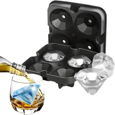 RealG RC-K-1780 Silikónová forma na ľad XL - diamanty, 4 ks