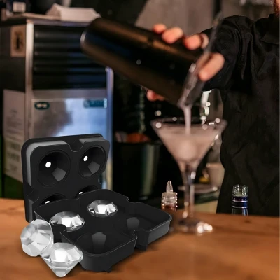 RealG RC-K-1780 Silikónová forma na ľad XL - diamanty, 4 ks