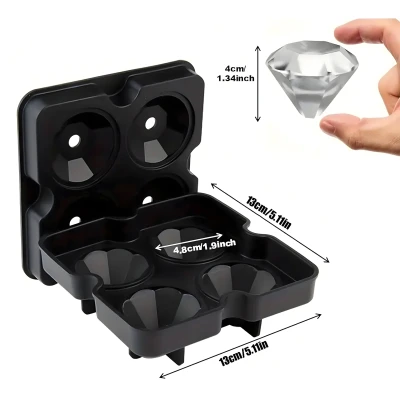 RealG RC-K-1780 Silikónová forma na ľad XL - diamanty, 4 ks