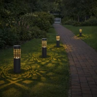 RealG RC-K-2498 Solárna záhradná LED lampa 71 cm, 2 ks, čierna