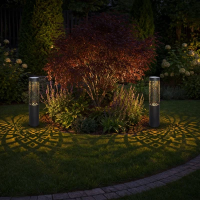 RealG RC-K-2498 Solárna záhradná LED lampa 71 cm, 2 ks, čierna