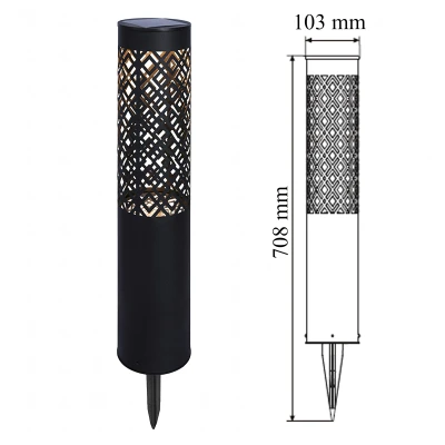 RealG RC-K-2498 Solárna záhradná LED lampa 71 cm, 2 ks, čierna