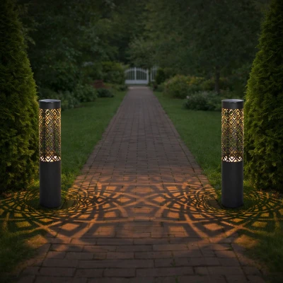 RealG RC-K-2498 Solárna záhradná LED lampa 71 cm, 2 ks, čierna