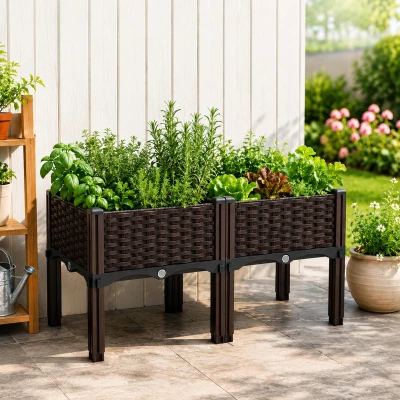 RealG RC-K-2525 Vyvýšený modulární květináč 80×40×38 cm - hnědý