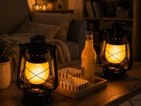 Verk 12452 Retro LED lucerna s efektom plameňa, 3 režimy svietenia, USB, sivá