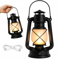 Verk 12452 Retro LED lucerna s efektom plameňa, 3 režimy svietenia, USB, sivá