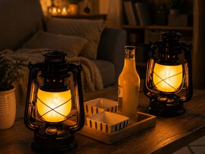 Verk 12452 Retro LED lucerna s efektom plameňa, 3 režimy svietenia, USB, sivá