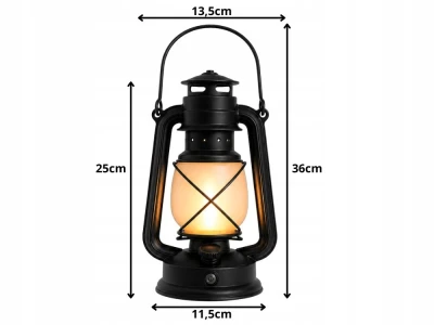 Verk 12452 Retro LED lucerna s efektom plameňa, 3 režimy svietenia, USB, sivá