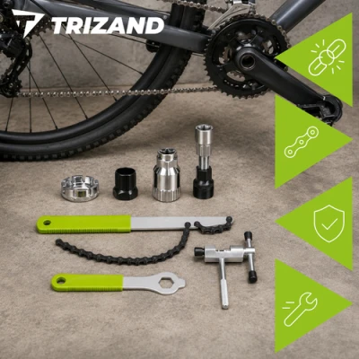 Trizand 27893 Sada nářadí na opravu jízdních kol, 7dílná, zelená