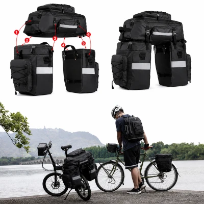 RealG RC-K-2444 Vodotesná cyklistická taška na nosič 3 v 1, 48 l, XXL, čierna