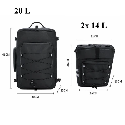 RealG RC-K-2444 Vodotesná cyklistická taška na nosič 3 v 1, 48 l, XXL, čierna