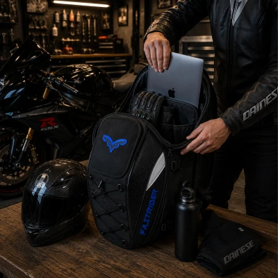 RealG RC-K-2445 Motocyklová brašna na sedlo s funkcí batohu 2 v 1, 45 l, černá