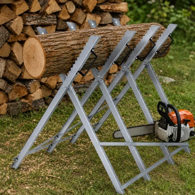RealG RC-K-2450 Skládací kovový stojan na řezání dřeva 83 x 83 x 78 cm