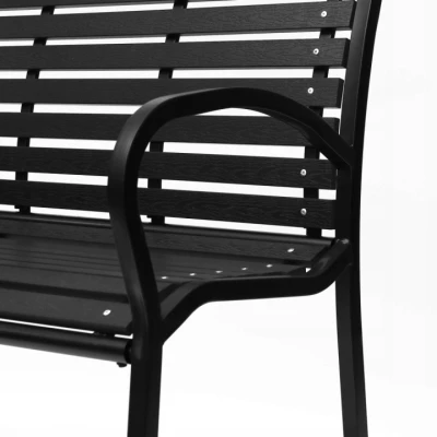 Bauerkraft H-522 Záhradná lavica s operadlom premium, kovová, 126 cm, čierna, z druhej ruky