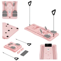 Rebel RBA-3069 Multifunkční Pilates cvičící deska s expandéry 9 v 1, růžová