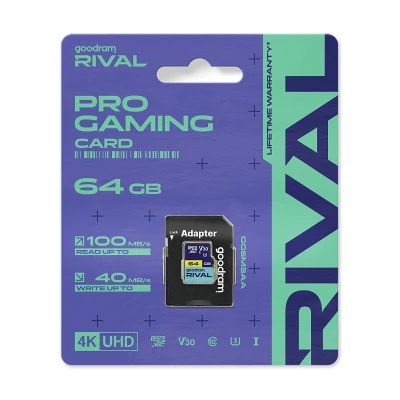 Goodram TGD-GGSM3AA0640R12 MicroSD karta Rival 64 GB, V30 UHS-I U3 s adaptérem