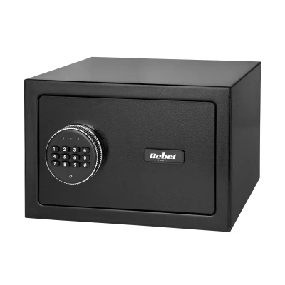 Rebel RB-7002 Elektronický trezor s PIN kódom, alarmom a núdzovými kľúčmi, 12 l, čierny
