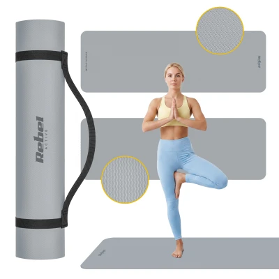 Rebel RBA-3152-GY Gymnastická podložka na jógu, pilates a fitness, 183 x 61 x 0,6 cm, sivá