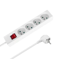 Rebel URZ3520-1,5 Predlžovací kábel s vypínačom, 4 zásuvky, 1,5 m, biely