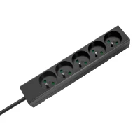 Rebel URZ3531-2-B Prodlužovací kabel, 5 zásuvek FR, 2 m, černý